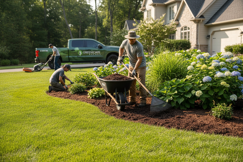 Professional mulch spreading and flower bed weeding and edging service